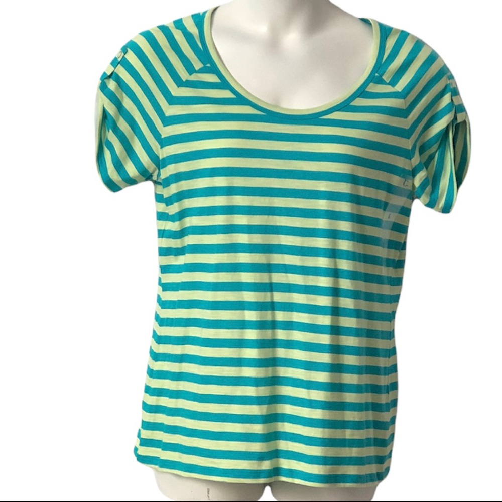 30% OFF Classic Elements green and blue striped shortsleeve crew neck shirt Sz L